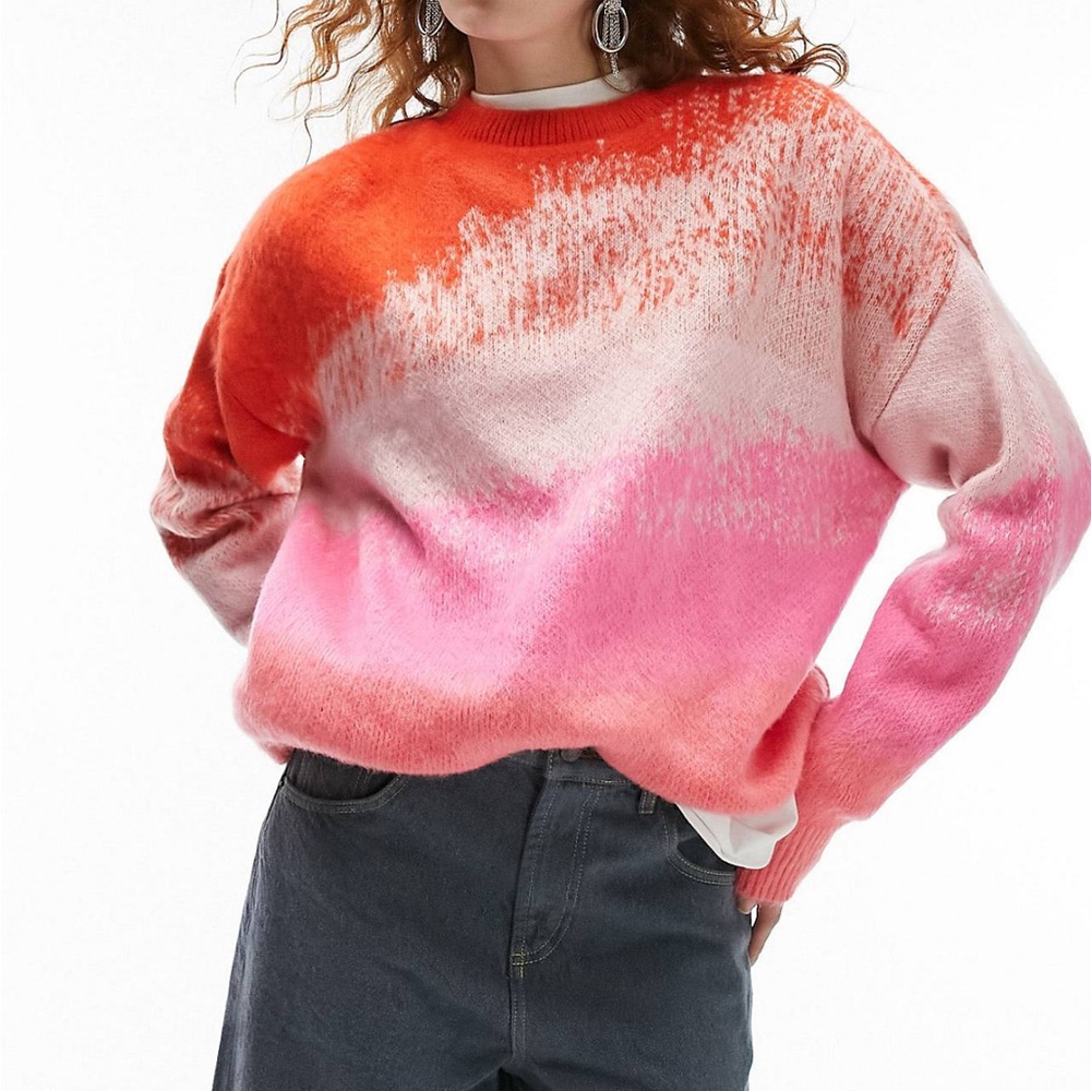 Topshop knitted ombré oversized sweater